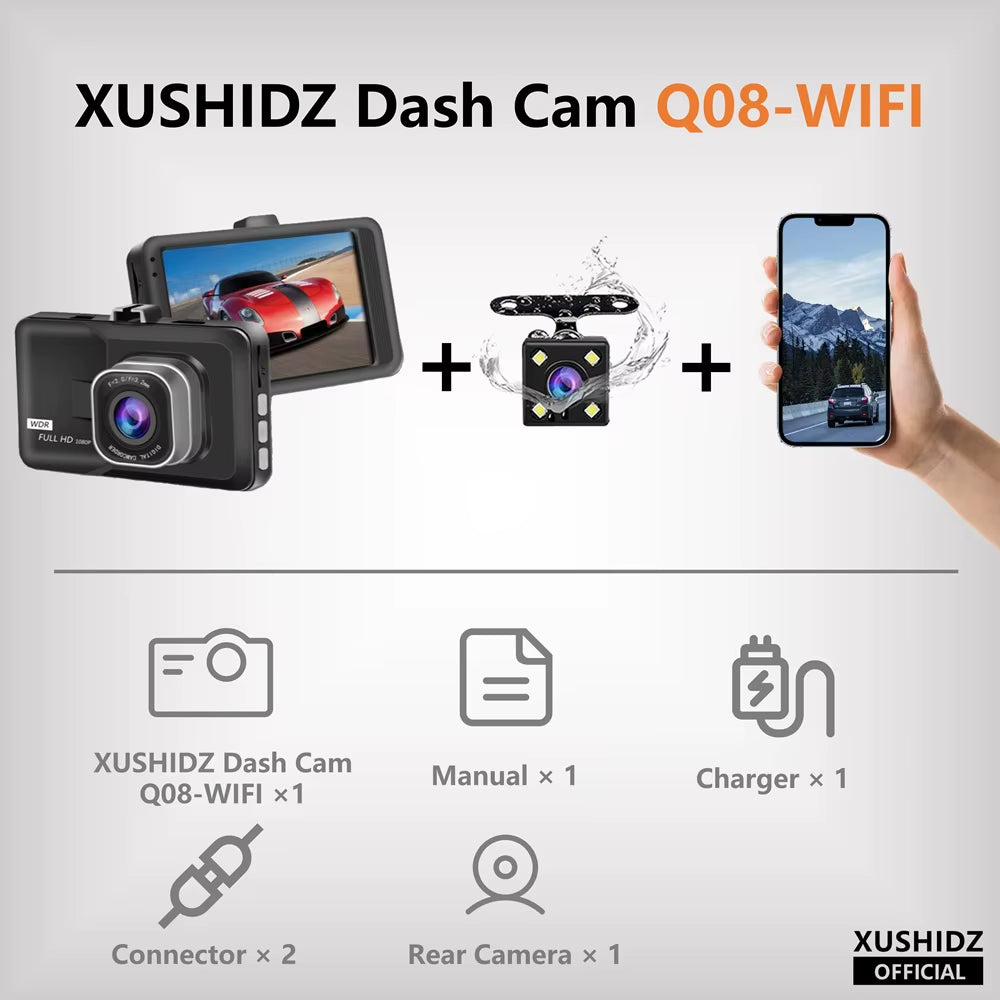 Capture Every Moment with the NEW 1080P HD Dash Camera - Loop Recording, Night Vision & 24-Hour Parking Monitor!