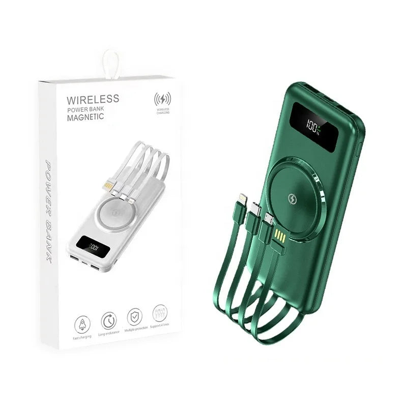 Powerbank 30000Mah Wireless Fast Charging 20000Mah Power Banks Faster Mobile Charger Spare Battery with Cables for Iphone Xiaomi