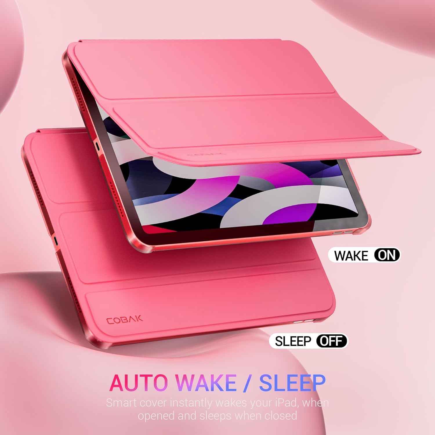 Case for Ipad (A16) 11Th Generation 11 Inch 2025, Ipad 10Th Generation 10.9 Inch 2022, Slim Stand Protective Cover with Hard PC Translucent Back Shell Cover, Support Touch ID, Raspberry