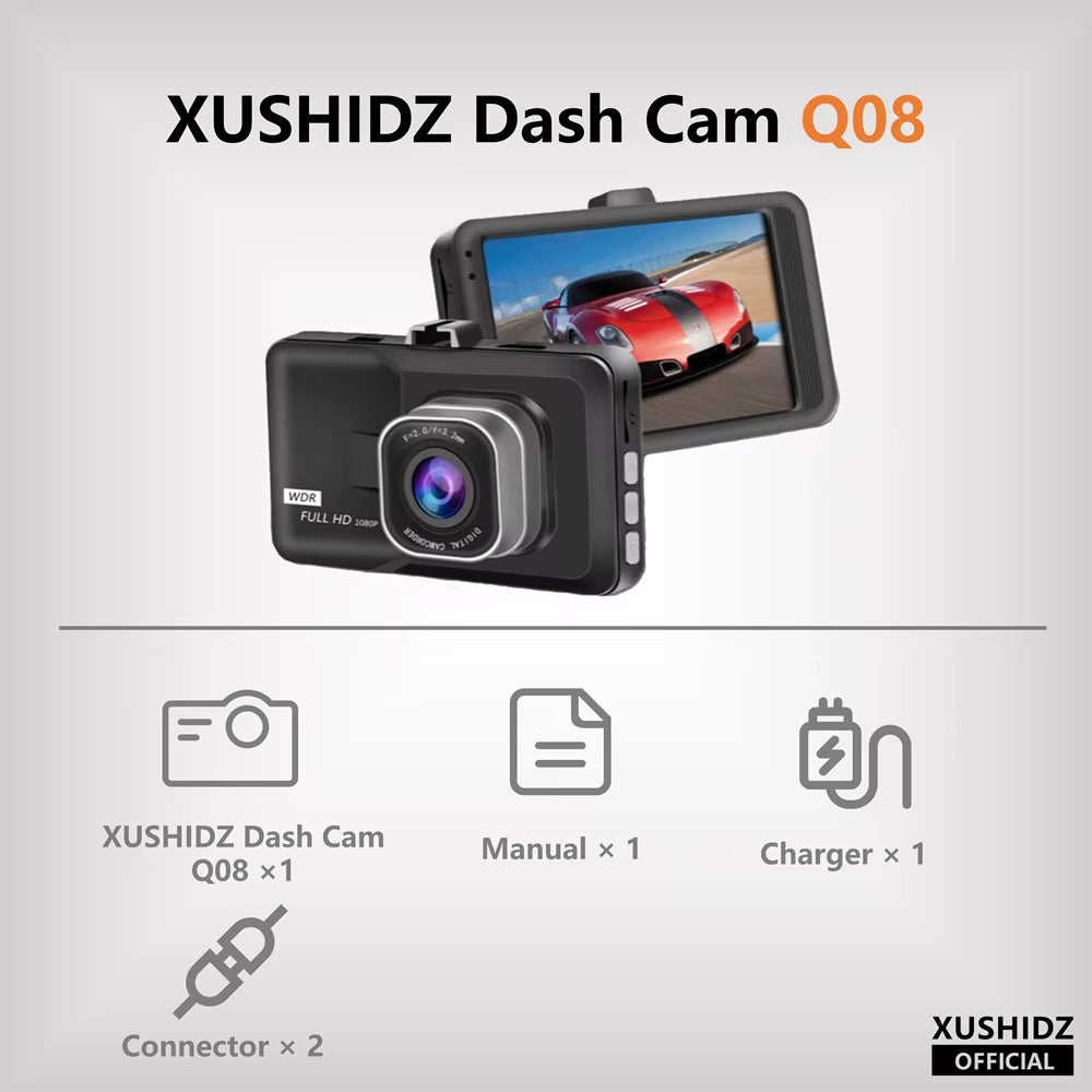 Capture Every Moment with the NEW 1080P HD Dash Camera - Loop Recording, Night Vision & 24-Hour Parking Monitor!