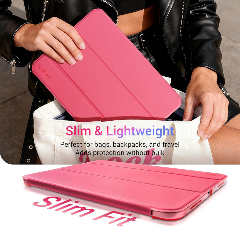 Case for Ipad (A16) 11Th Generation 11 Inch 2025, Ipad 10Th Generation 10.9 Inch 2022, Slim Stand Protective Cover with Hard PC Translucent Back Shell Cover, Support Touch ID, Raspberry