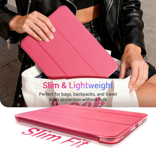 Case for Ipad (A16) 11Th Generation 11 Inch 2025, Ipad 10Th Generation 10.9 Inch 2022, Slim Stand Protective Cover with Hard PC Translucent Back Shell Cover, Support Touch ID, Raspberry