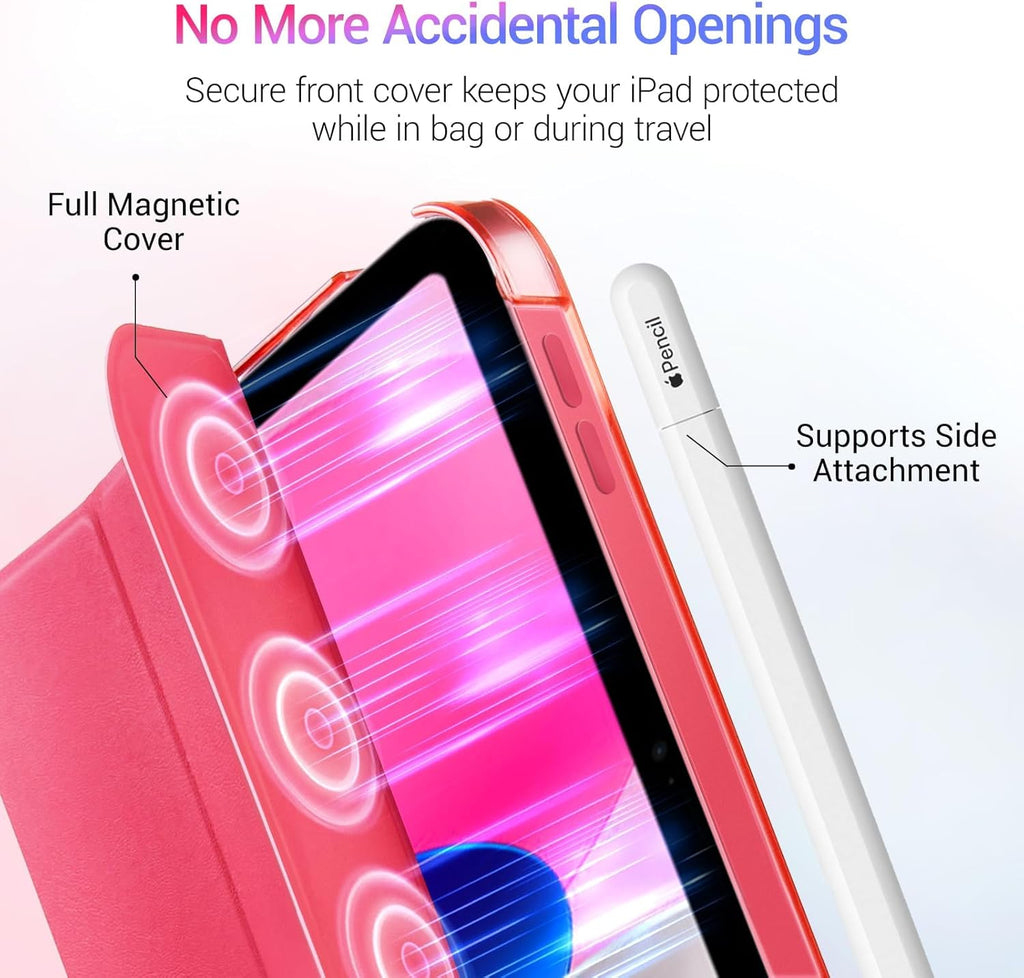 Case for Ipad (A16) 11Th Generation 11 Inch 2025, Ipad 10Th Generation 10.9 Inch 2022, Slim Stand Protective Cover with Hard PC Translucent Back Shell Cover, Support Touch ID, Raspberry
