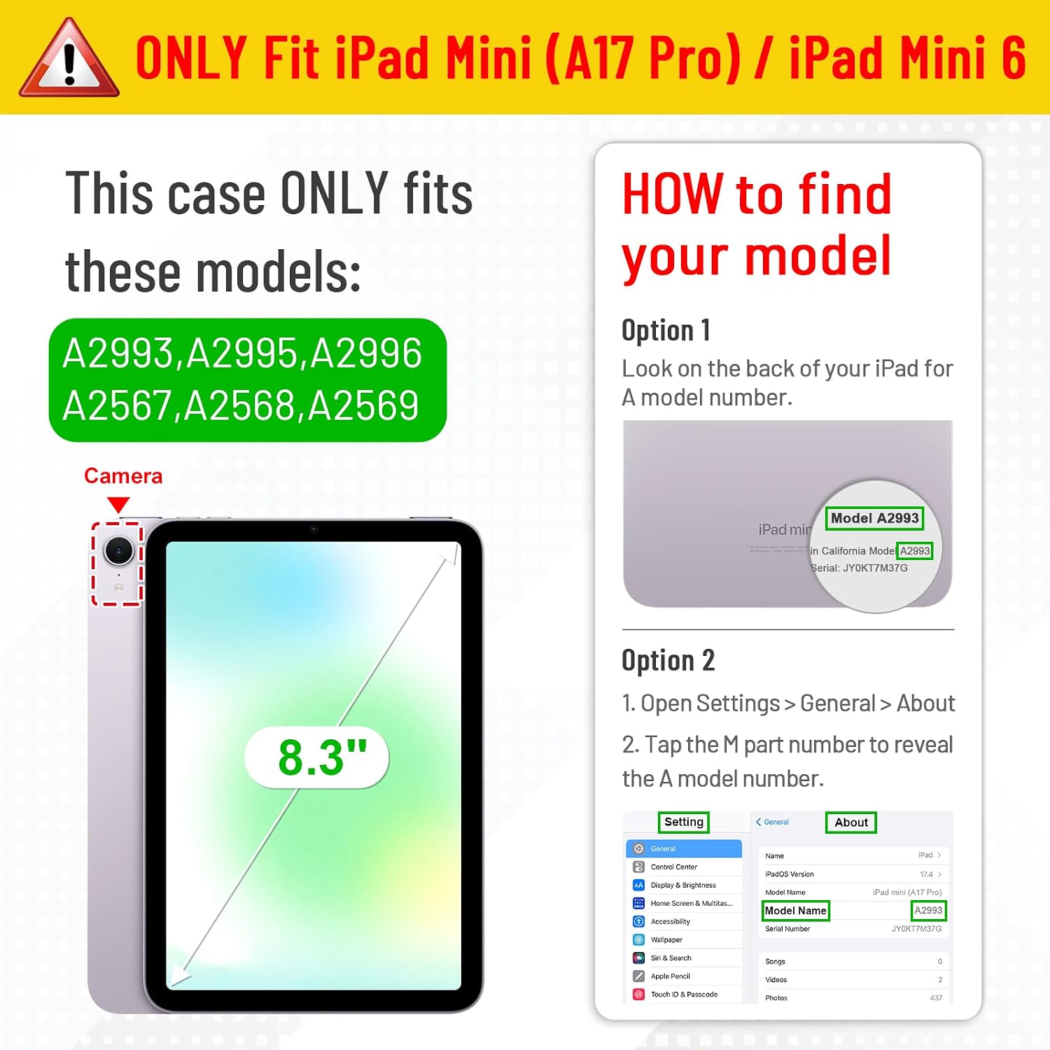 Hybrid Slim Case for Ipad Mini 7 (A17 Pro, 7Th Generation) 2024 / Ipad Mini 6 (6Th Gen) 8.3 Inch, [Built-In Pencil Holder] Shockproof Cover Clear Transparent Back Shell, Midnight Green