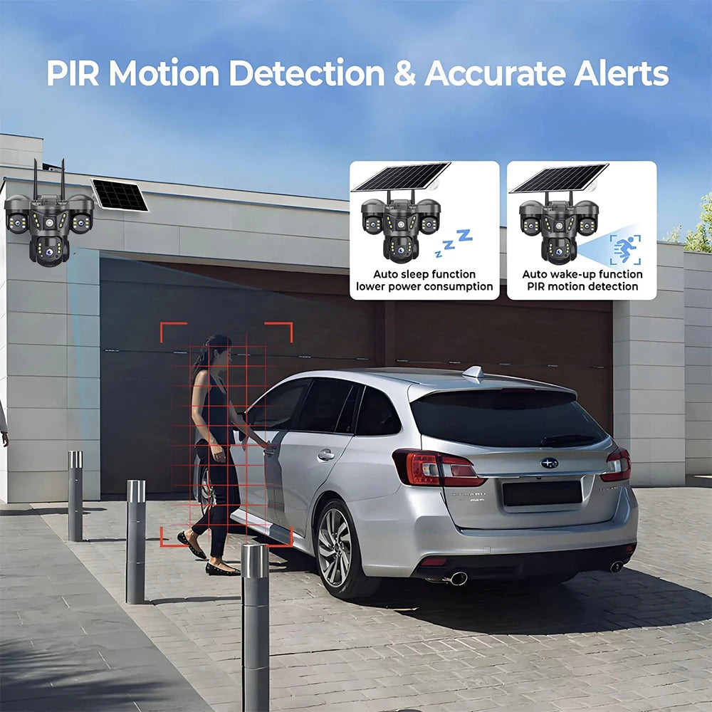 10X Zoom Triple Lens 4G Solar Camera 15MP Outdoor Triple Screen CCTV PIR Motion Detection Security Surveillance  Pro Camera