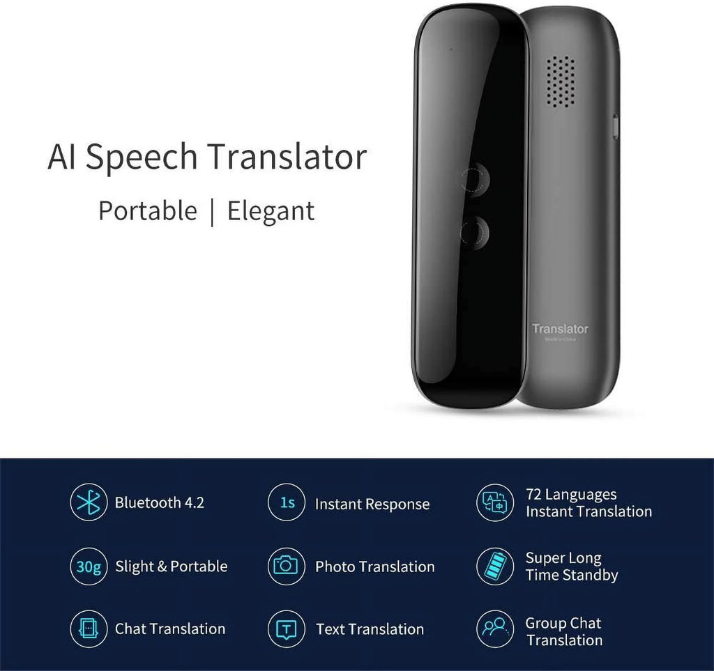 Portable Language Translator Device with Real-Time 2-Way Translation Support for Over 72 Languages, Ideal for Travel, Education, Shopping, Business, and Chat Recording