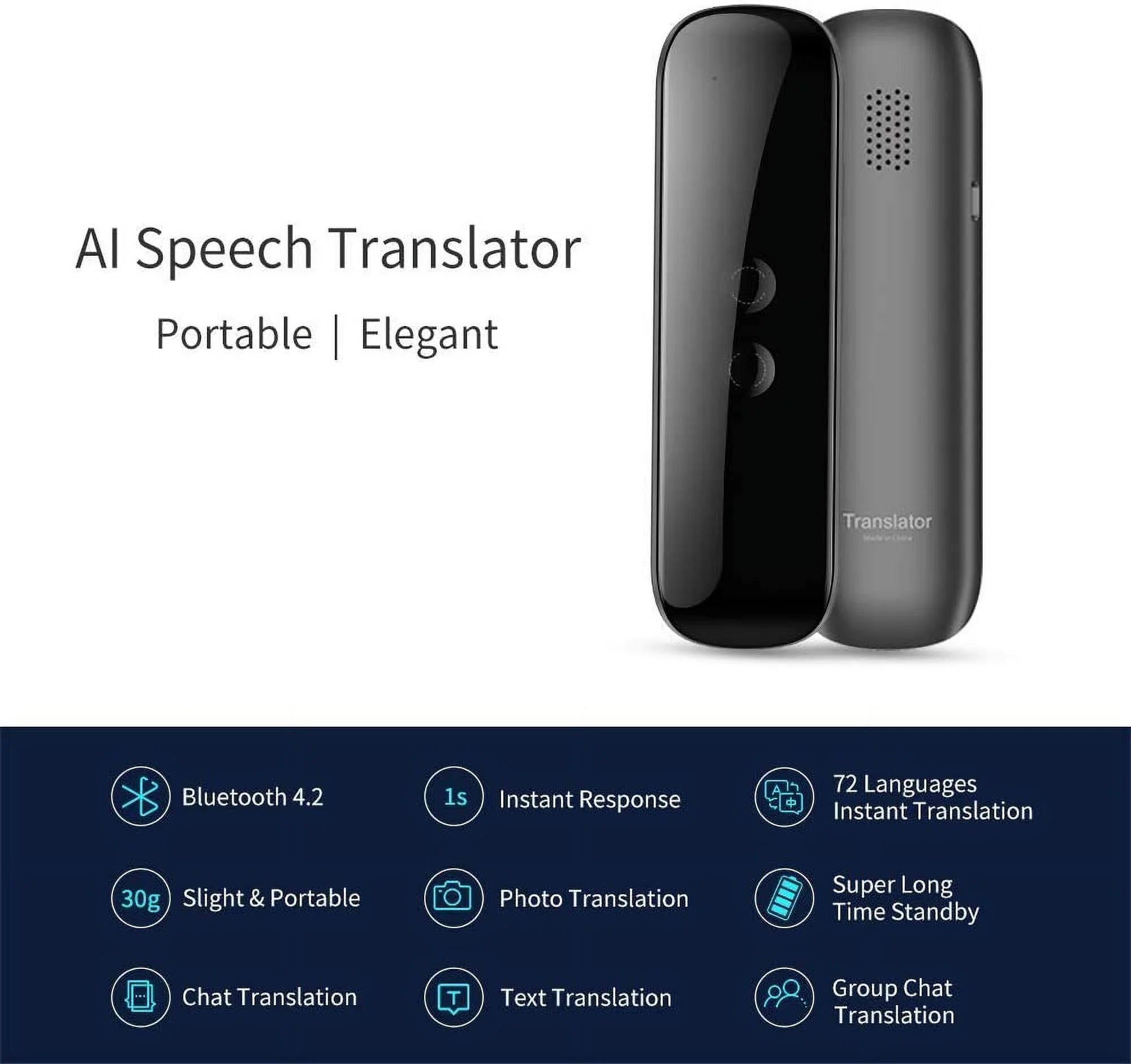 Portable Language Translator Device with Real-Time 2-Way Translation Support for Over 72 Languages, Ideal for Travel, Education, Shopping, Business, and Chat Recording